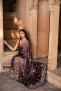 Brown satin Chikan- Gara saree