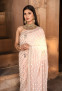 Beige chikan- mukaish saree