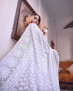 White heavy chikan lehenga