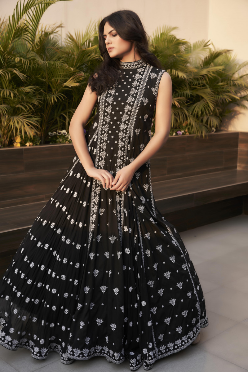 Black Gown Designer Anarkali Suits for Wedding Party